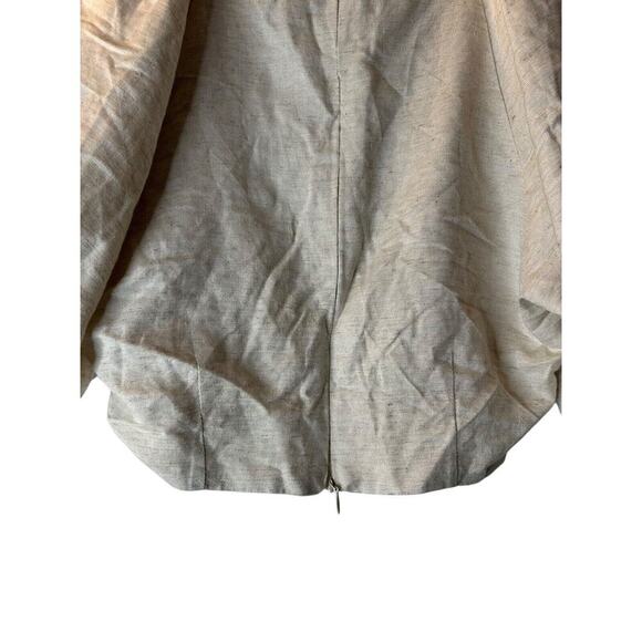 Luxxel Top Size Medium Beige Linen Rayon Button Puff Sleeve Cropped Bohemian - Picture 5 of 12